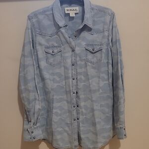 Women's Blue Camo Denim Shirt